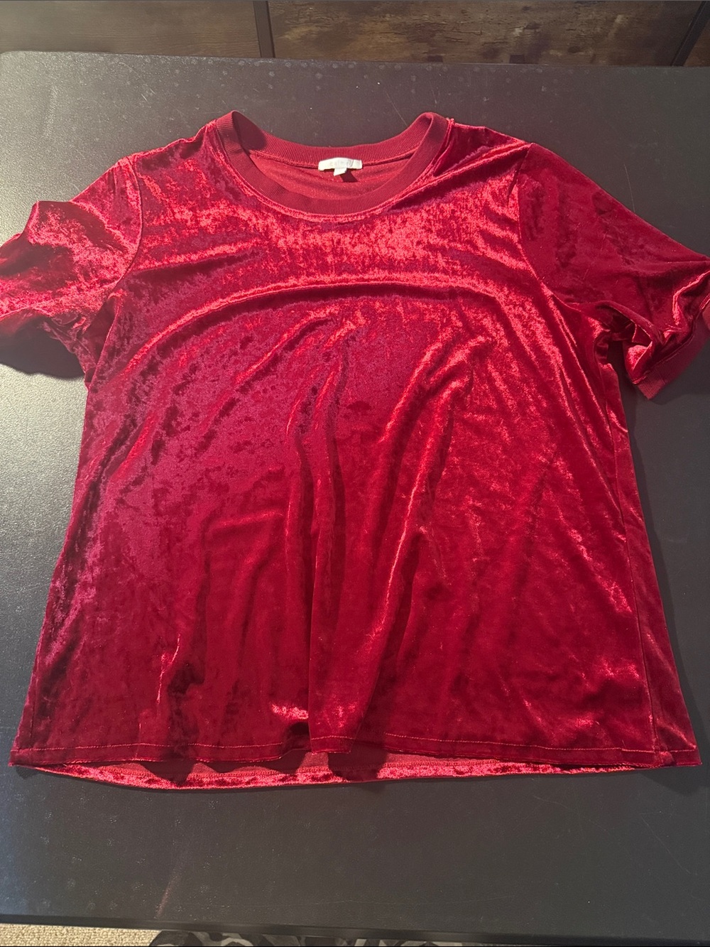 Johnny Was Crimson Red Velvet Short-Sleeve Tee